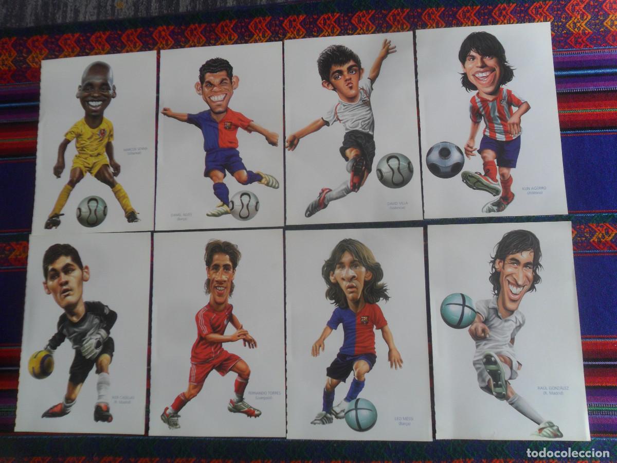 Coleccionismo deportivo: TEMPORADA 07 08 FICHA CARICATURA MESSI RA&Uacute;L FERNANDO TORRES CASILLAS KUN AG&Uuml;ERO VILLA ALVES SENNA
