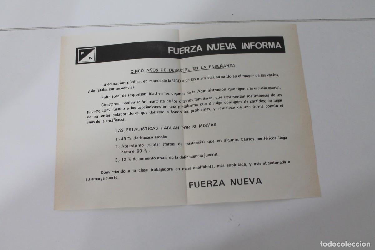 Coleccionismo deportivo: FOLLETO PROPAGANDA FUERZA NUEVA A&Ntilde;OS 80