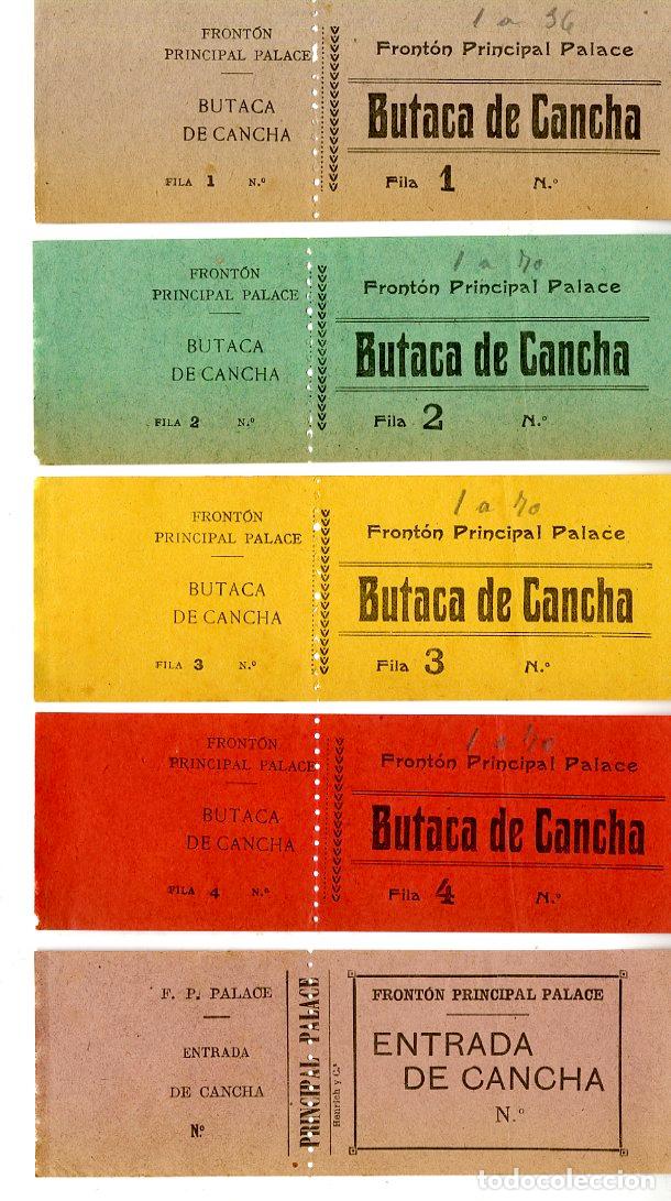 Coleccionismo deportivo: Set de cinco tickets Front&oacute;n principal Palace - Front&oacute;n Principal Palace