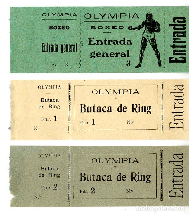 Coleccionismo deportivo: Set de tres entradas de Boxeo Olympia - Olympia