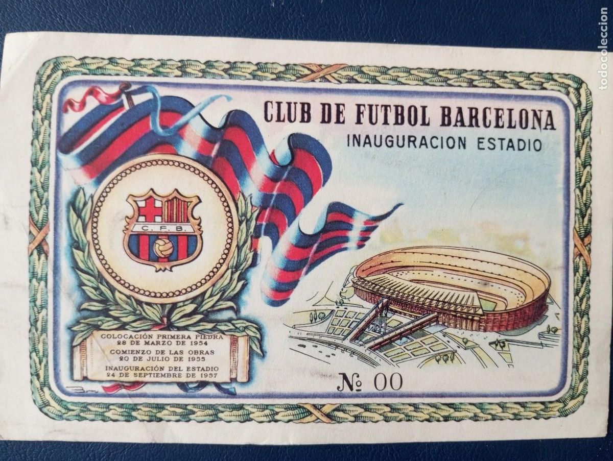 Colecionismo desportivo: CLUB DE F&Uacute;TBOL BARCELONA, TARJETA RECUERDO DE LA INAUGURACI&Oacute;N