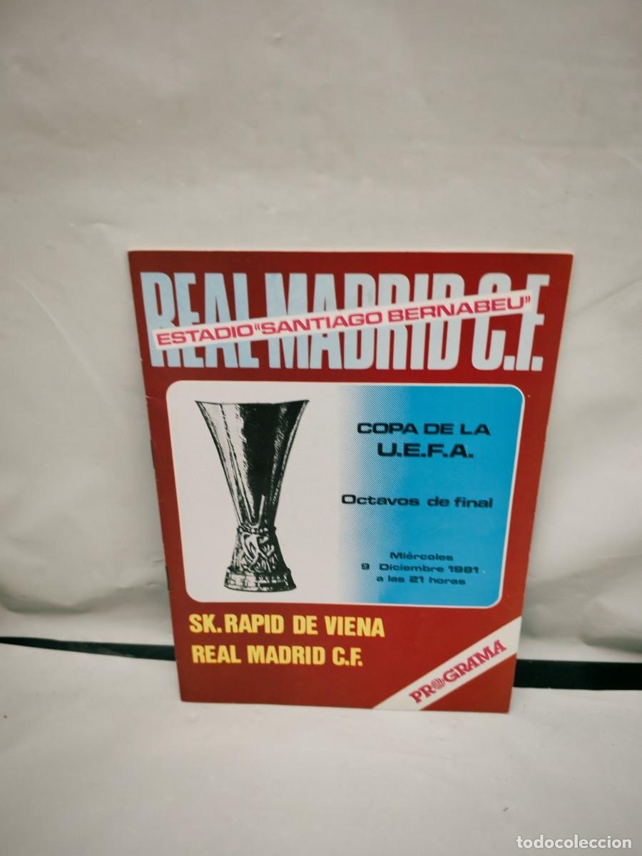 Coleccionismo deportivo: Programa Oficial Partido Copa de la UEFA: Real Madrid-SK. Rapid de Viena, Bernab&eacute;u, Octavos (1981)