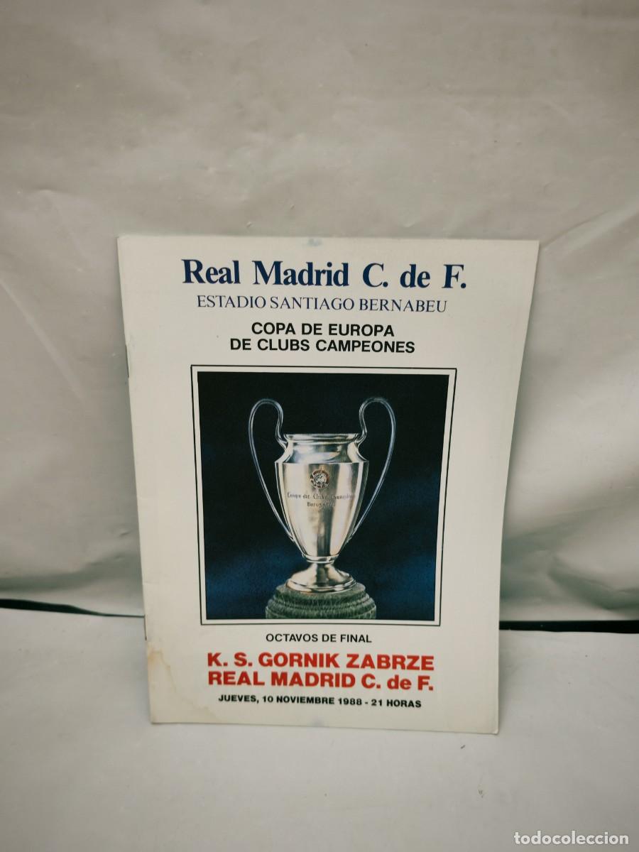 Coleccionismo deportivo: Programa Oficial Partido Octavos de Final Copa de Europa: K.S. Gornik Zabrze-Real Madrid, 1988)