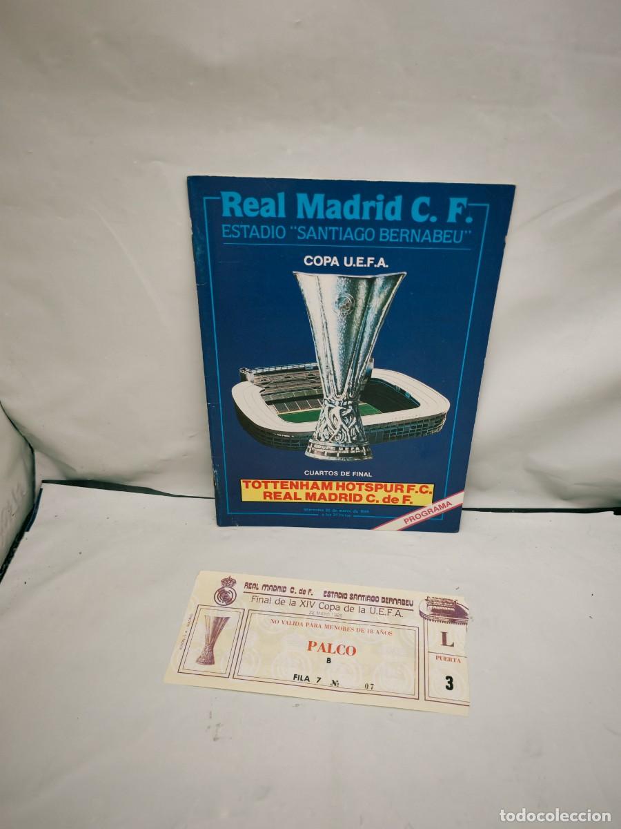 Coleccionismo deportivo: Programa Oficial Partido Copa de la UEFA: Tottenham Hotspur-Real Madrid, Bernab&eacute;u 1985+ENTRADA)
