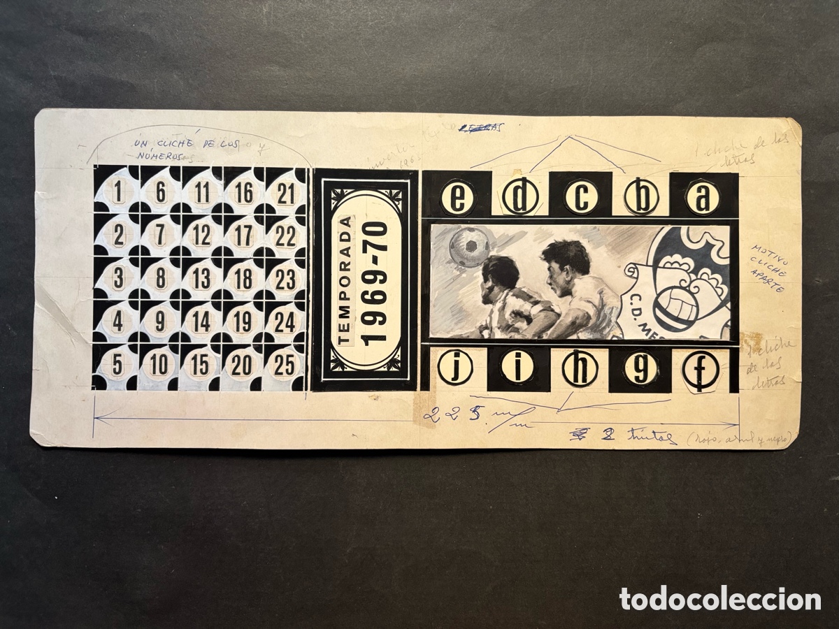 Coleccionismo deportivo: C.D. MESTALLA - FUTBOL - ORIGINAL PINTADO A MANO, PRUEBA DE IMPRENTA - TEMPORADA 1969-1970