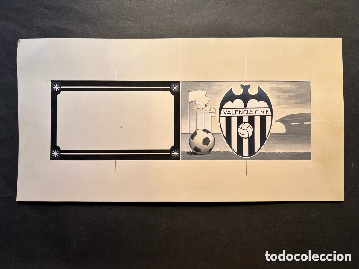 Coleccionismo deportivo: VALENCIA C.F. - FUTBOL - ORIGINAL PINTADO A MANO, PRUEBA DE IMPRENTA - A&Ntilde;OS 1960-1970