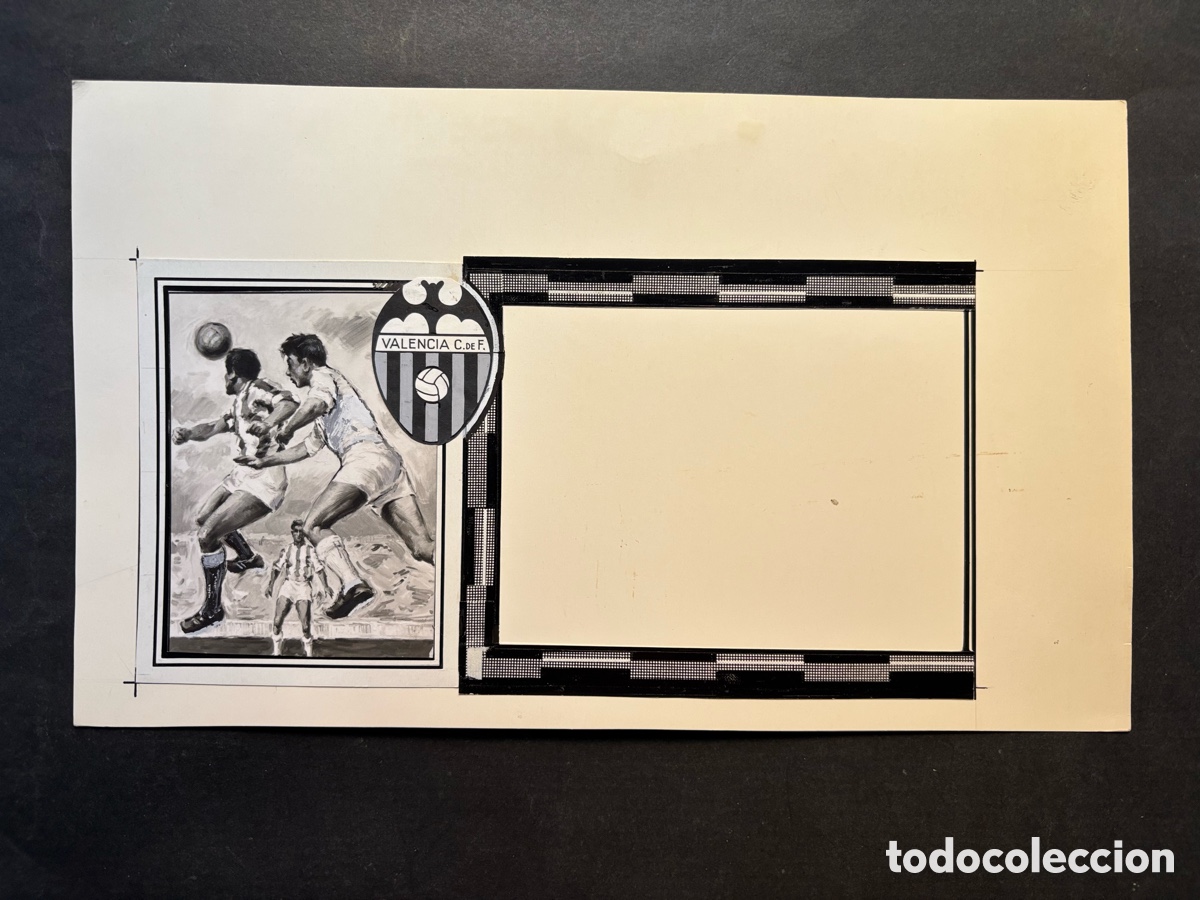 Coleccionismo deportivo: VALENCIA C.F. - FUTBOL - ORIGINAL PINTADO A MANO, PRUEBA DE IMPRENTA - A&Ntilde;OS 1960-1970