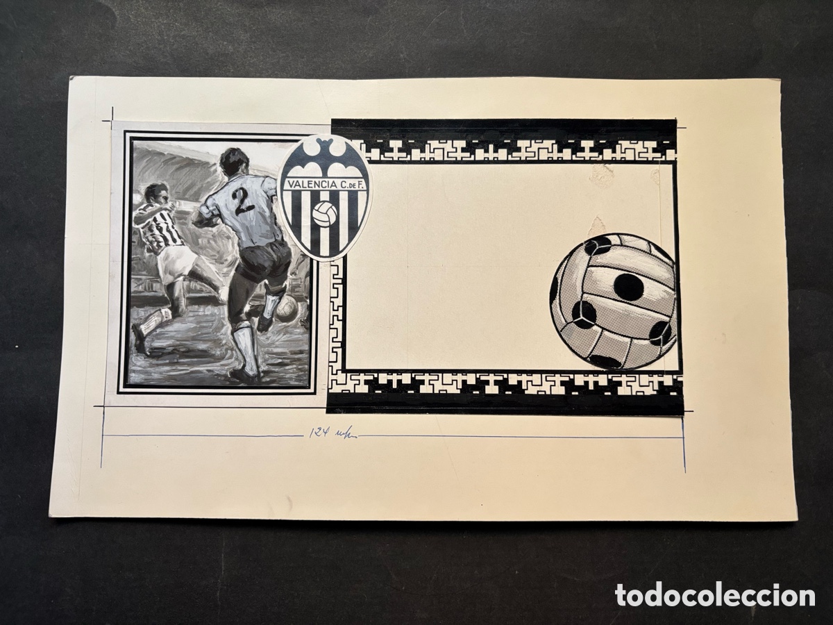 Coleccionismo deportivo: VALENCIA C.F. - FUTBOL - ORIGINAL PINTADO A MANO, PRUEBA DE IMPRENTA - A&Ntilde;OS 1960-1970