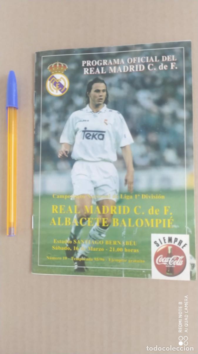Coleccionismo deportivo: PROGRAMA OFICIAL 19 REAL MADRID ALBACETE BALOMPIE- SANTIAGO BERNABEU TEMPORADA 95 -96