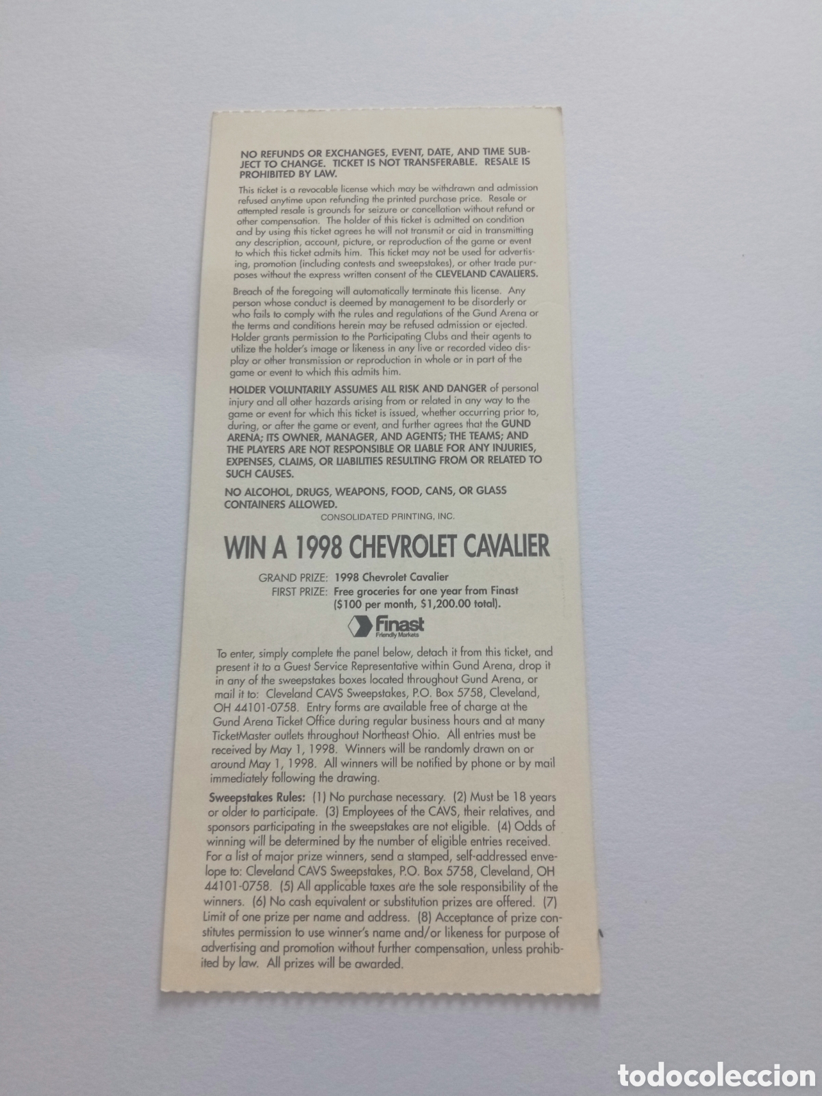 Coleccionismo deportivo: Entrada + Invitaci&oacute;n VIP NBA 1998 - Foto 3