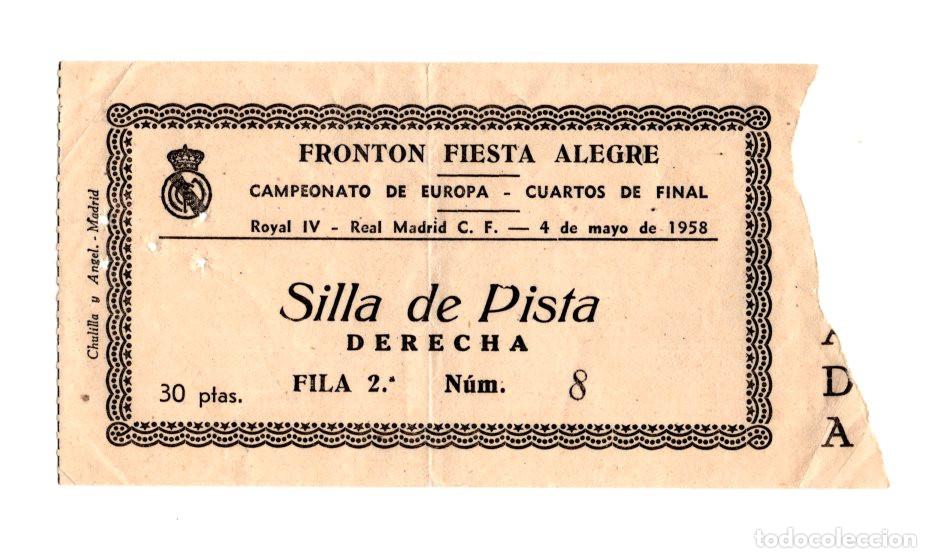 Collectionnisme sportif: ENTRADA REAL MADRID BALONCESTO 1958 - 1&ordf; COPA DE EUROPA (FIESTA ALEGRE).