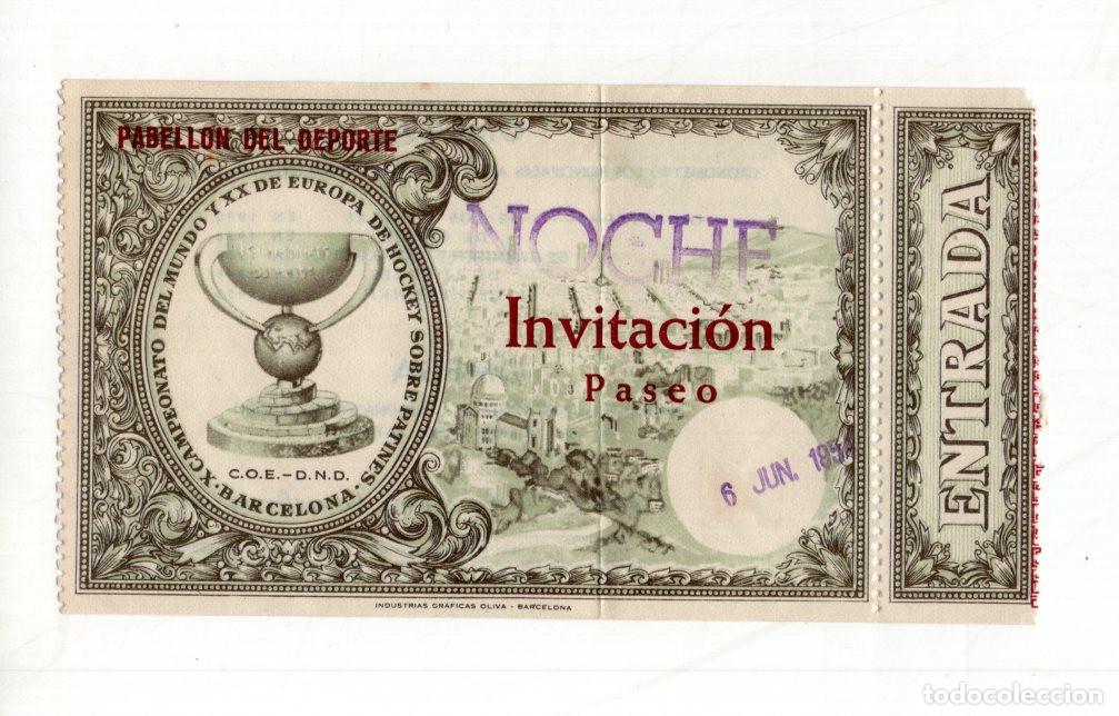 Collectionnisme sportif: INVITACI&Oacute;N ORIGINAL MUNDIAL HOCKEY PATINES BARCELONA 1954. PIEZA DE COLECCIONISMO DEPORTIVO.