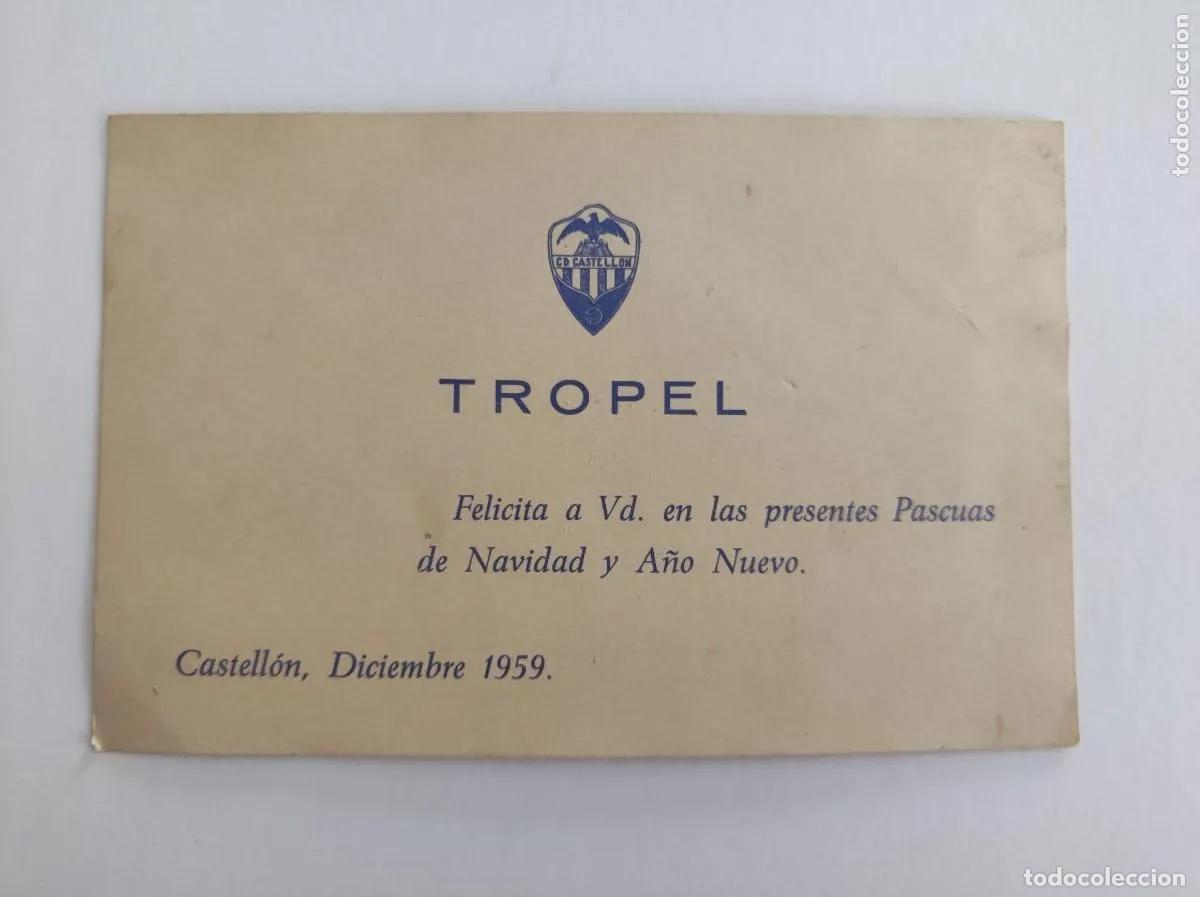 Sammelleidenschaft Sport: Tarjeta fecicitacion navidad y a&ntilde;o nuevo C.D Castellon Tropel Diciembre de 1959 - futbol