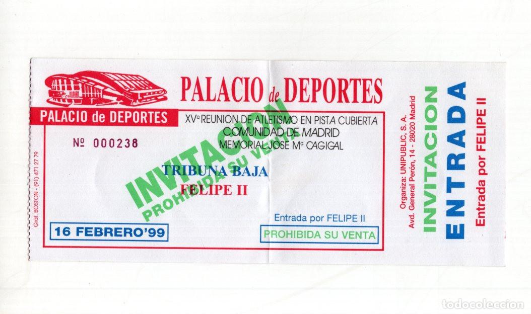 Sammelleidenschaft Sport: INVITACI&Oacute;N XV REUNI&Oacute;N ATLETISMO PISTA CUBIERTA 1999. MEMORIAL J.M. CAGIGAL. PALACIO DEPORTES MADRID.
