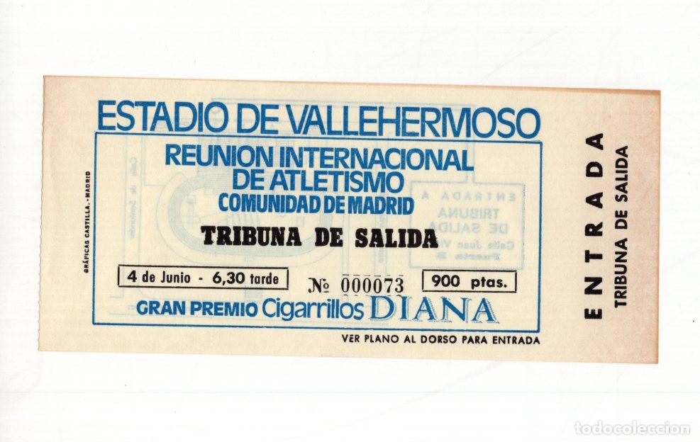 Collezionismo sportivo: ENTRADA REUNI&Oacute;N INTERNACIONAL ATLETISMO MADRID 1987. CARL LEWIS EN VALLEHERMOSO. TRIBUNA SALIDA.
