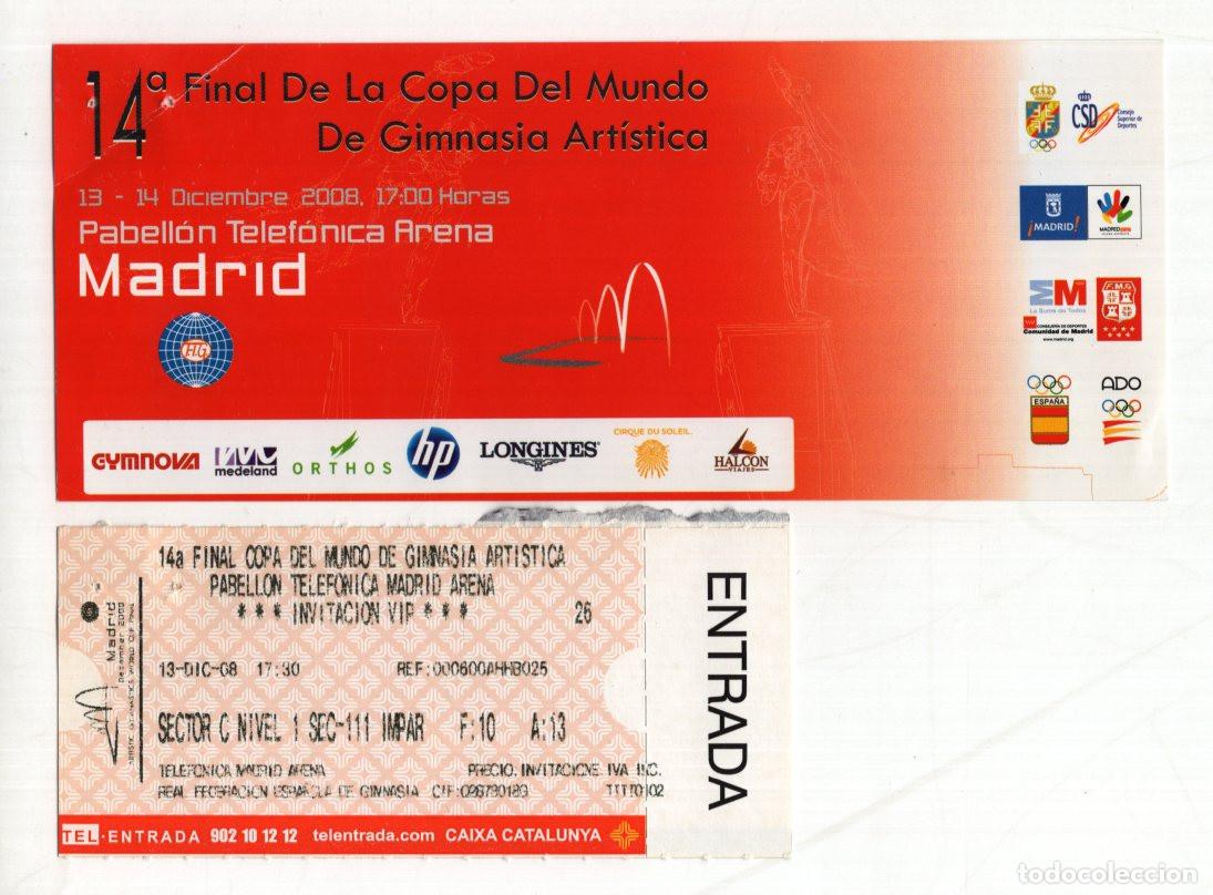 Sports collectibles: ENTRADA VIP Y FOLLETO DE LA FINAL COPA DEL MUNDO GIMNASIA ART&Iacute;STICA (MADRID 2008).