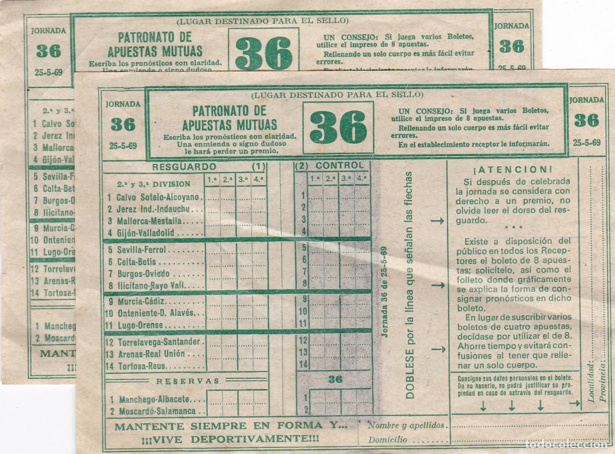Sammelleidenschaft Sport: Lote resguardos de quiniela a&ntilde;o 1969. Los de la fotografia.
