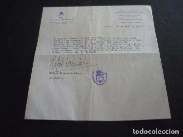 Coleccionismo deportivo: PE&Ntilde;ALARA SOCIEDAD ALPINISMO CARTA MARCHAS PUERTO DE NAVACERRADA 1994 RAFAEL DOMENECH