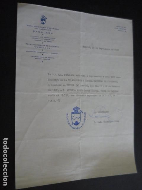 Coleccionismo deportivo: PE&Ntilde;ALARA SOCIEDAD ALPINISMO CARTA MARCHA 1982