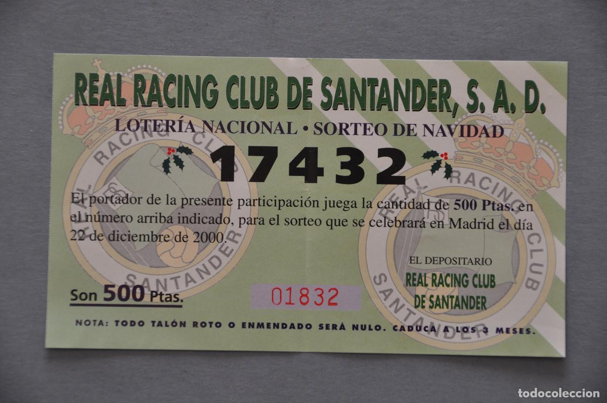 Coleccionismo deportivo: PARTICIPACION DE LOTERIA DEL REAL RACING CLUB DE SANTANDER S. A. D.
