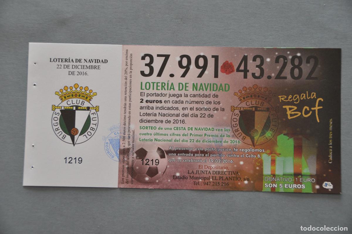 Coleccionismo deportivo: PARTICIPACION DE LOTERIA DEL BURGOS CLUB DE FUTBOL