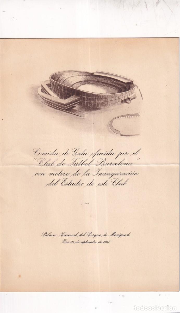 Sports collectibles: CLUB DE FUTBOL BARCELONA. PROGRAMA COMIDA DE GALA INAUGURACION ESTADI. 24 SEPTIEMBRE DE 1957. FIRMAS