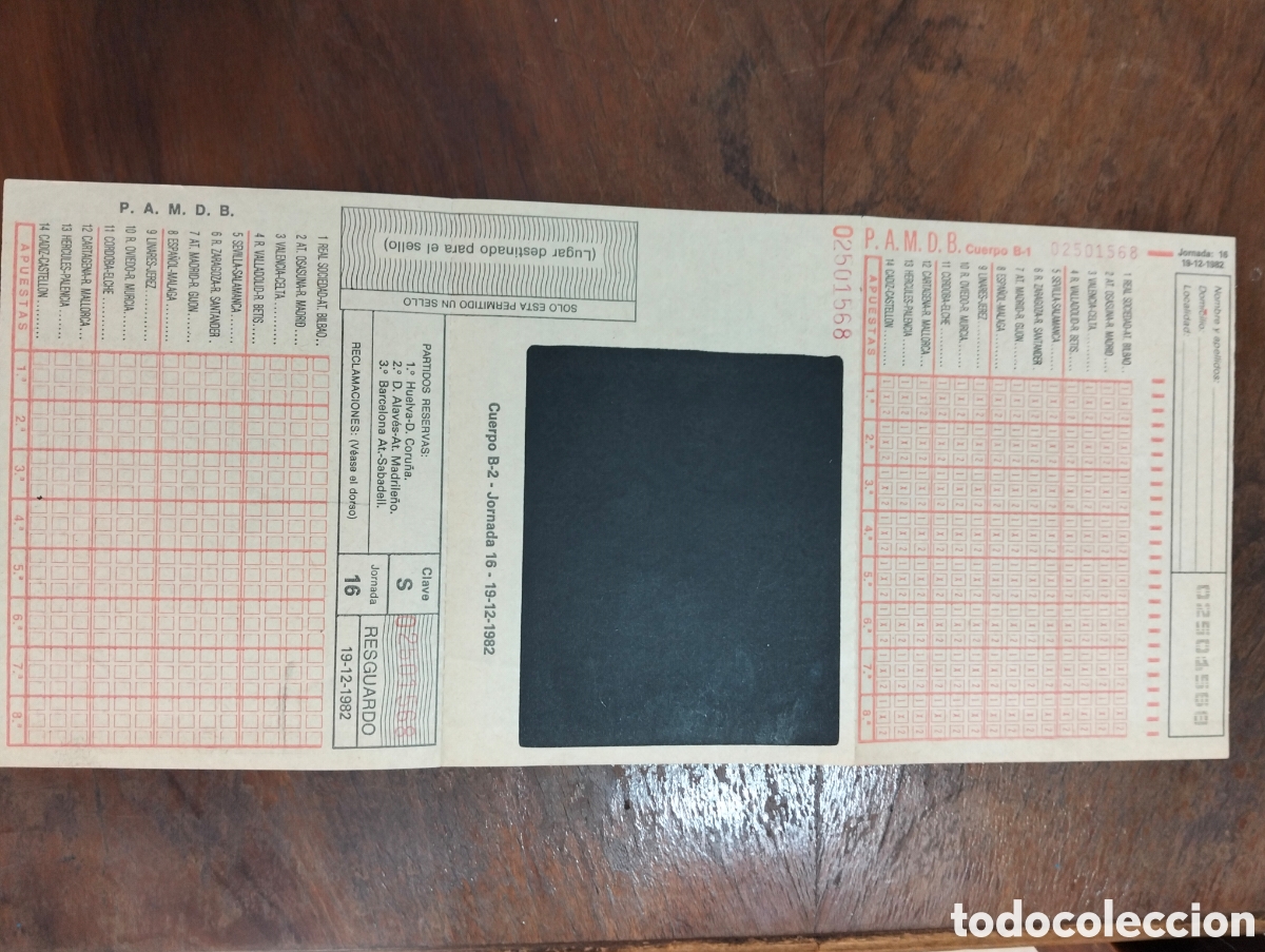 Coleccionismo deportivo: BOLETO QUINIELA 19-12-1982 SIN RELLENAR - COMO NUEVO