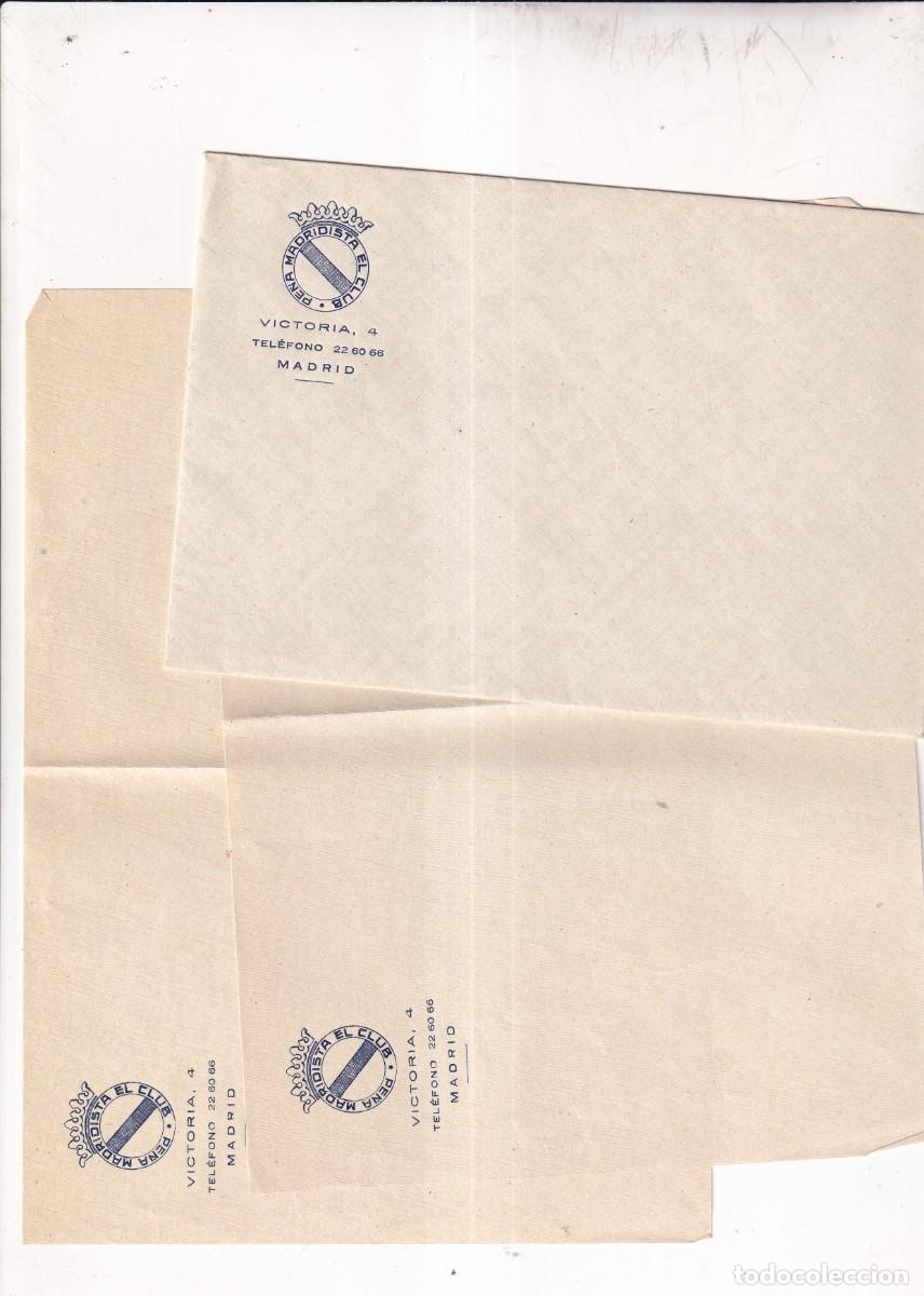 Coleccionismo deportivo: Sobre y papel de carta con membrete Pe&ntilde;a madridista el Club. Victoria 4 Madrid