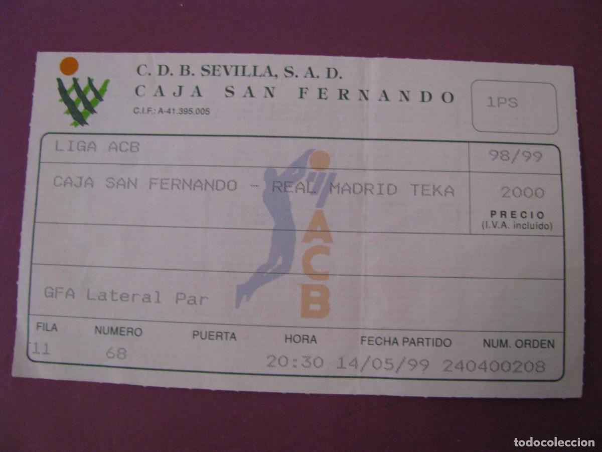 Coleccionismo deportivo: ENTRADA BALONCESTO. CAJA SAN FERNANDO - REAL MADRID TEKA 14 MAYO 1999