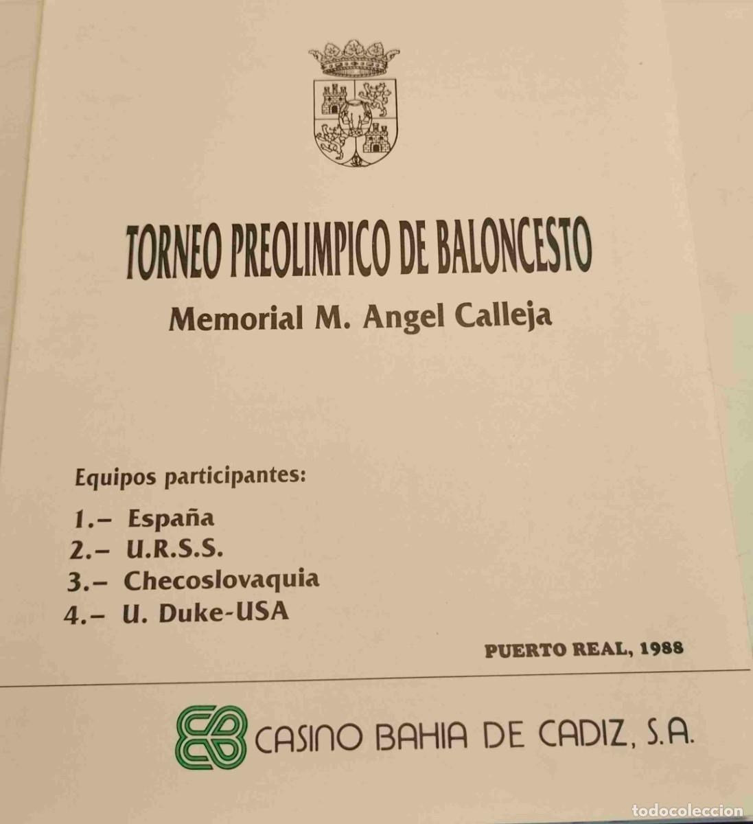 Coleccionismo deportivo: PUERTO REAL - CARPETA TORNEO PREOLIMPICO DE BALONCESTO MEMORIAL M.ANGEL CALLEJA 1988 - LEER