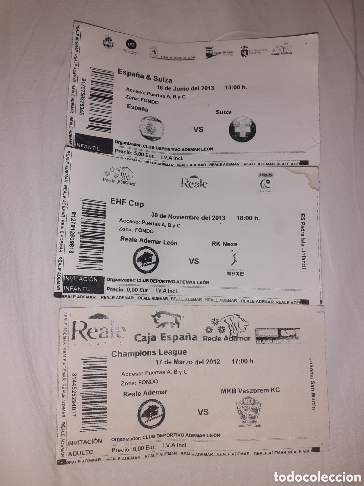 Coleccionismo deportivo: BALONMANO. 3 ENTRADAS DEL ADEMAR LEON Y SELECCION ESPA&Ntilde;OLA A&Ntilde;OS 2012 Y 2013