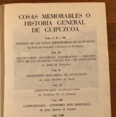 Enciclopedias antiguas: BIBLIOTECAGRANENCICLOPEDIAVASCA-COSAS MEMORABLES O HISTORIA GENERAL DE GUIPUZCOAVOLS,I,IIYIII-3TOMOS. Lote 138198862