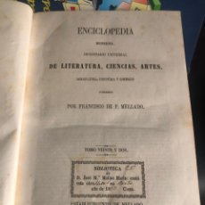 Enciclopedias antiguas: ENCICLOPÈDIA MODERNA FRANCISCO P MELLADO 1857. Lote 334400518
