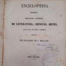 Enciclopedias antiguas: L-6631. ENCICLOPEDIA MODERNA. FRANCISCO DE P. MELLADO. ESTABLECIMIENTO TIPOGRAFICO DE MELLADO, 1851