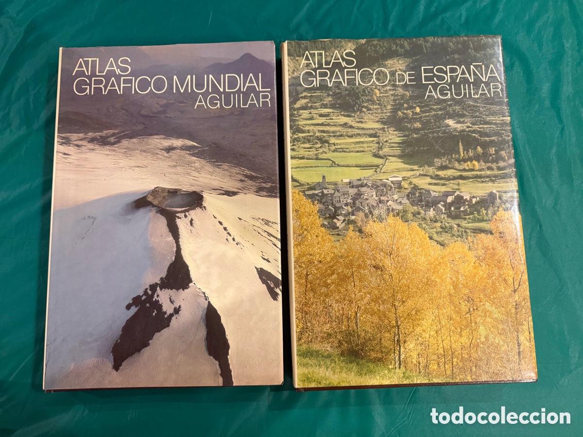 Livros: Atlas Gr&aacute;fico Aguilar 2 Tomos Mundial y Espa&ntilde;a 1981-82. Gran formato.