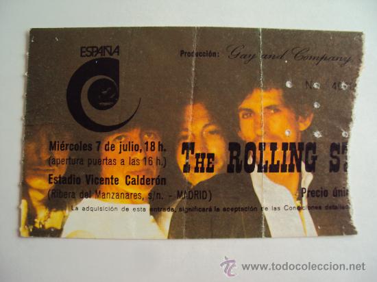 Entradas antiguas de conciertos: The Rolling Stones. 7-7-1982 - Foto 1