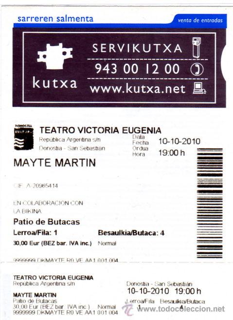 Entradas antiguas de conciertos: Mayte Mart&iacute;n - Foto 1
