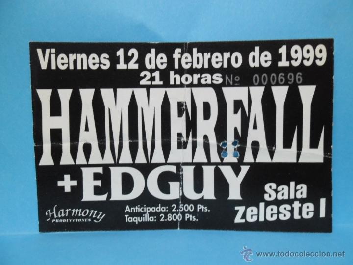 Entradas antiguas de conciertos: ENTRADA CONCIERTO - HAMMERFALL - EDGUY - SALA ZELESTE - 1999 - Foto 1