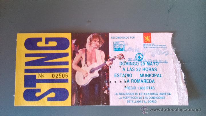 Entradas antiguas de conciertos: Entrada concierto Sting - Foto 1