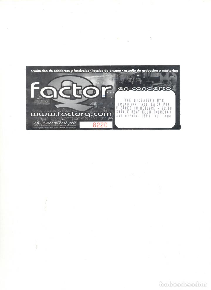 Entradas antiguas de conciertos: ENTRADA DICTATORS MURCIA - Foto 1