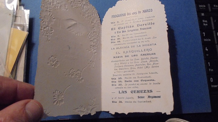 Entradas antiguas de conciertos: PROGRAMA- BARCELONA - 1902 TROQUELADO - CIRCULO DE LA IZQUIERDA DEL ENSANCHE PROGRAMA BAILES MARZO - Foto 2
