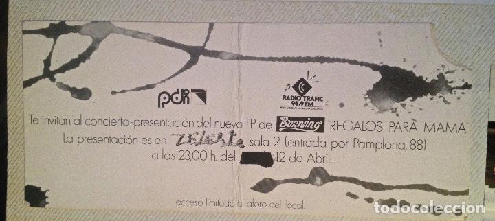 Entradas antiguas de conciertos: burning entrada bcn - Foto 1