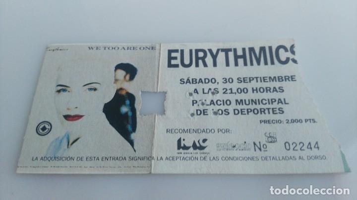 Entradas antiguas de conciertos: ANTIGUA ENTRADA CONCIERTO DE  EURYTHMICS - Foto 1