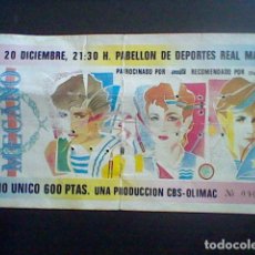 Entradas Antiguas de Conciertos: MECANO 1982 ENTRADA MÍTICA CONCIERTO PABELLON DEPORTES MADRID PRIMERA GIRA