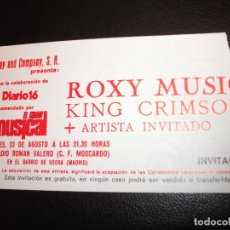 Entradas Antiguas de Conciertos: 1982 ROXY MUSIC KING CRIMSON ENTRADA DE CONCIERTO TICKET CAMPO DE FUTBOL MOSCARDO MADRID INVITACION