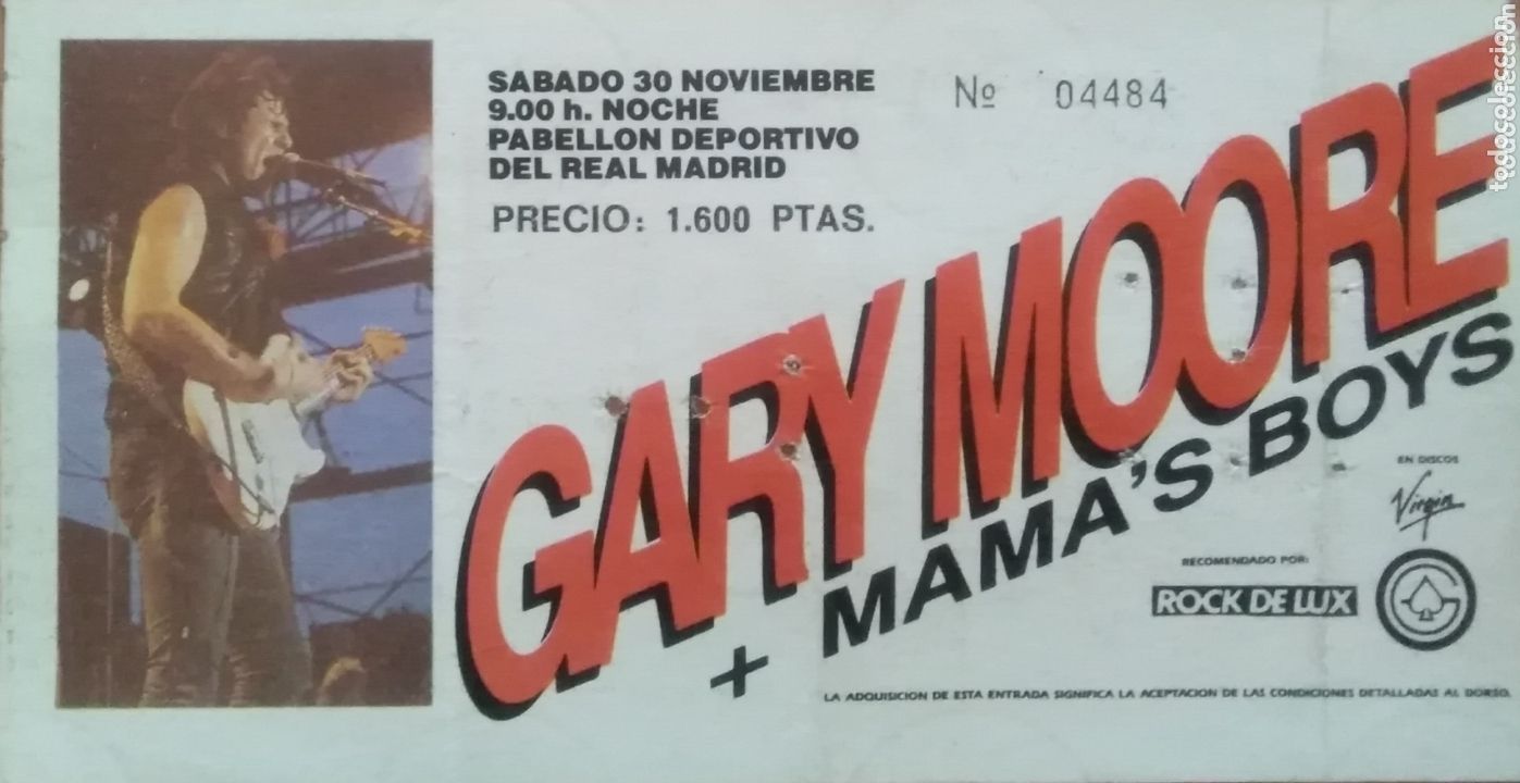 Entradas antiguas de conciertos: ENTRADA ORIGINAL GARY MOORE. - Foto 1