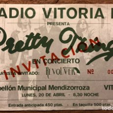 Entradas Antiguas de Conciertos: THE PRETTY THINGS + REVÓLVER. ENTRADA CONCIERTO MENDIZORROZA (VITORIA), EN 1981.. Lote 196316708