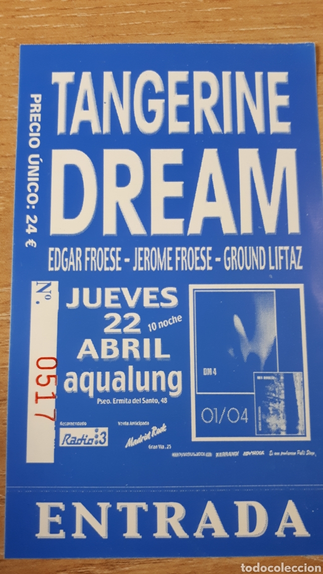 Entradas antiguas de conciertos: ENTRADA TANGERINE DREAM SALA AQUALUNG - Foto 1