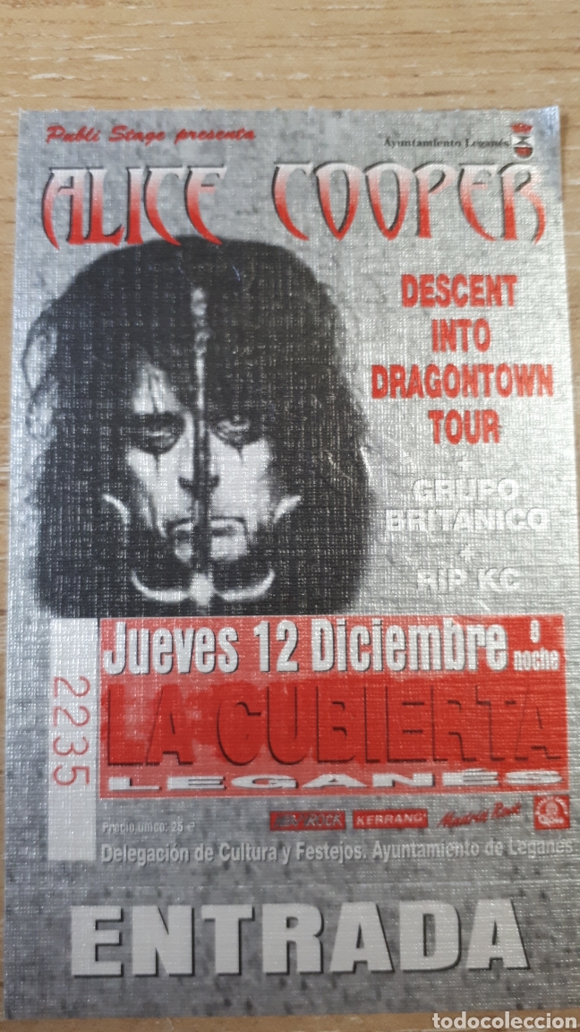 Entradas antiguas de conciertos: ENTRADA CONCIERTO ALICE COOPER - Foto 1