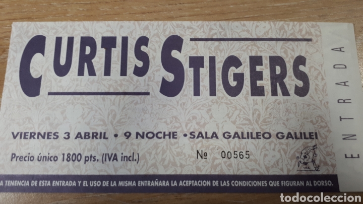 Entradas antiguas de conciertos: ENTRADA DE CURTIS STIGERS - Foto 1